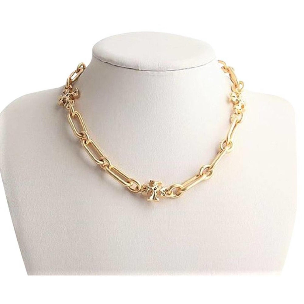 Tory Burch Gold Tone Roxanne Chain Statement Short Necklace